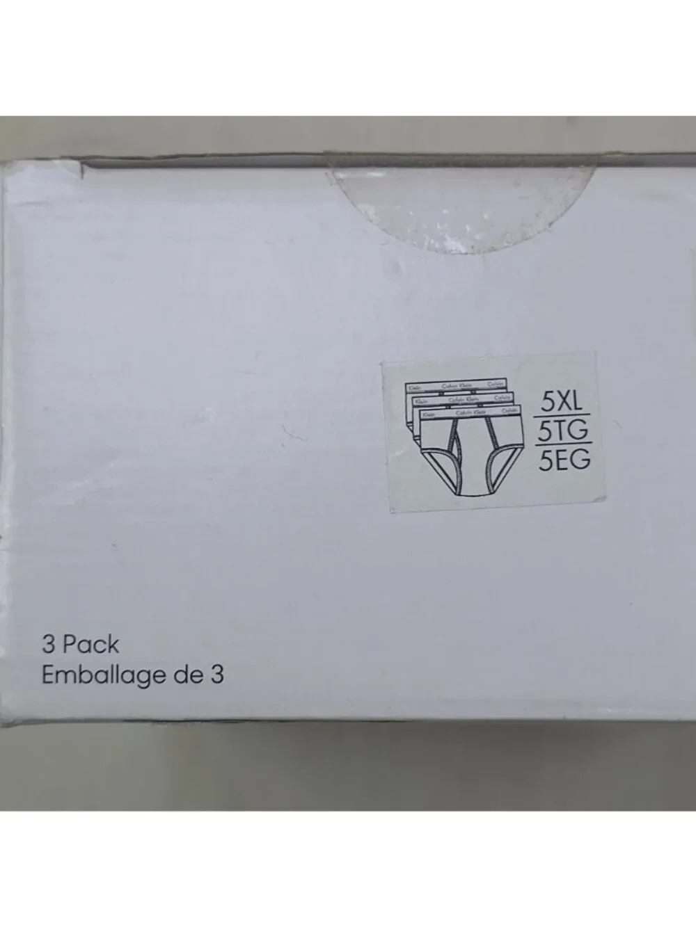 Calvin Klein Mens 3-Pack Big Briefs 100% Cotton Classic Fit Size 5XL White
